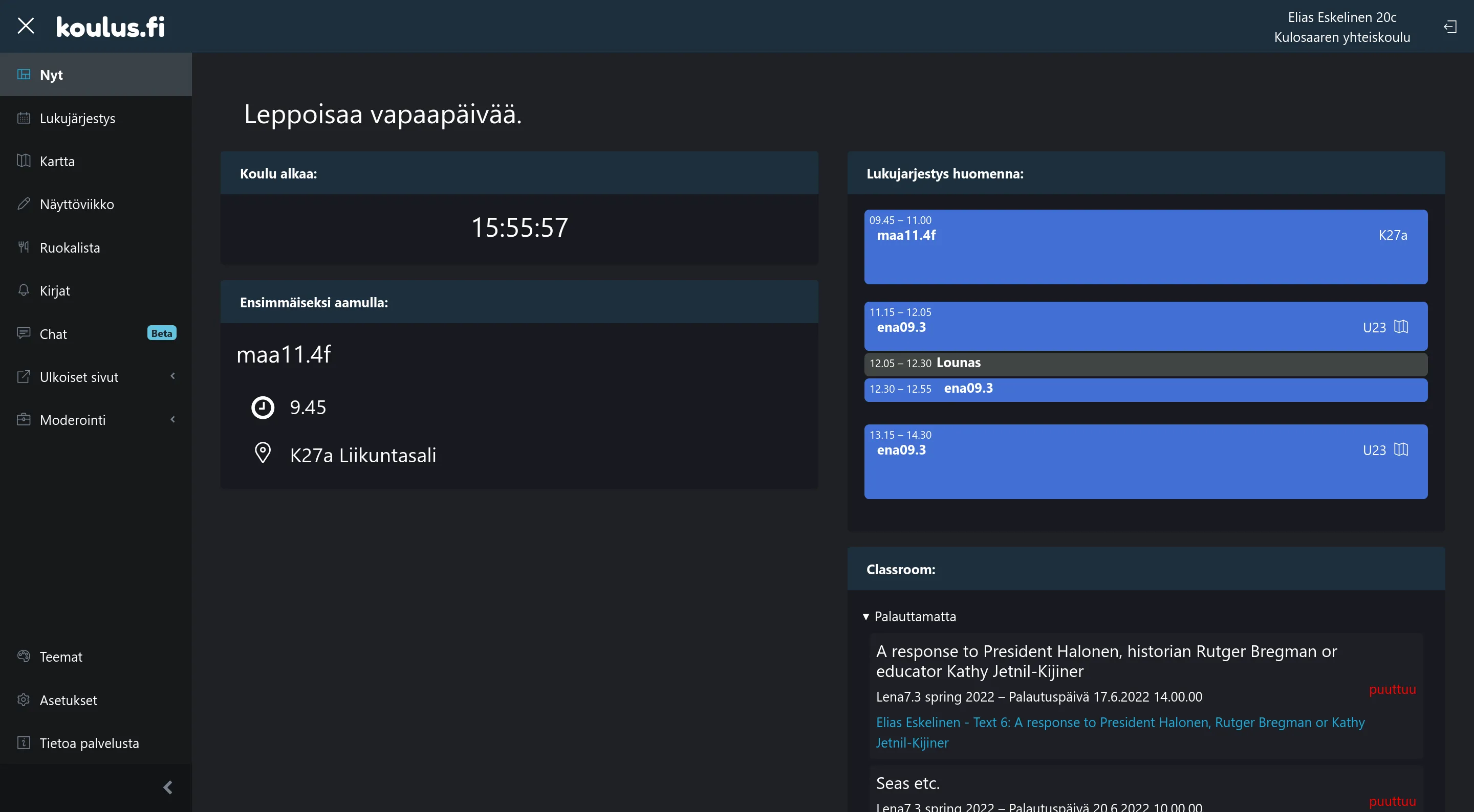 screenshot of Koulus.fi