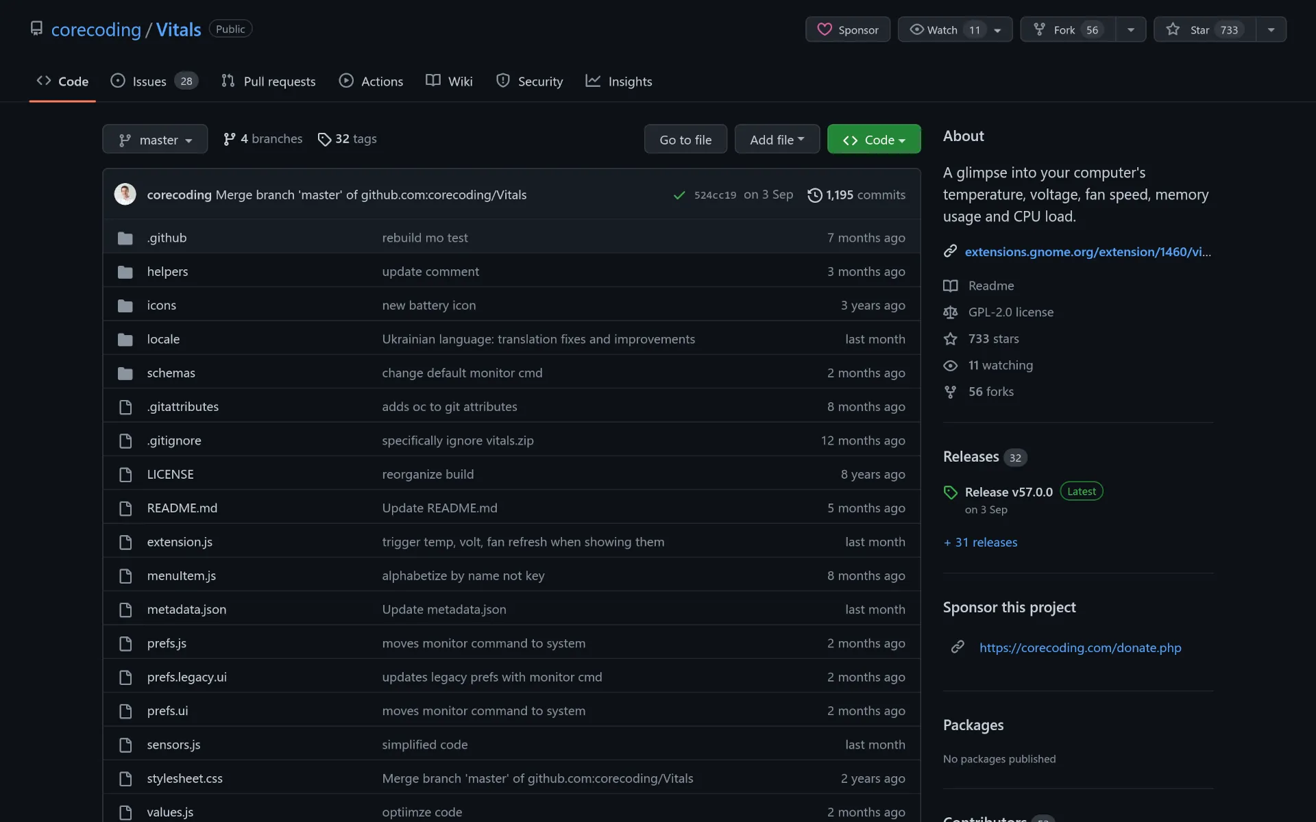 screenshot of vitals